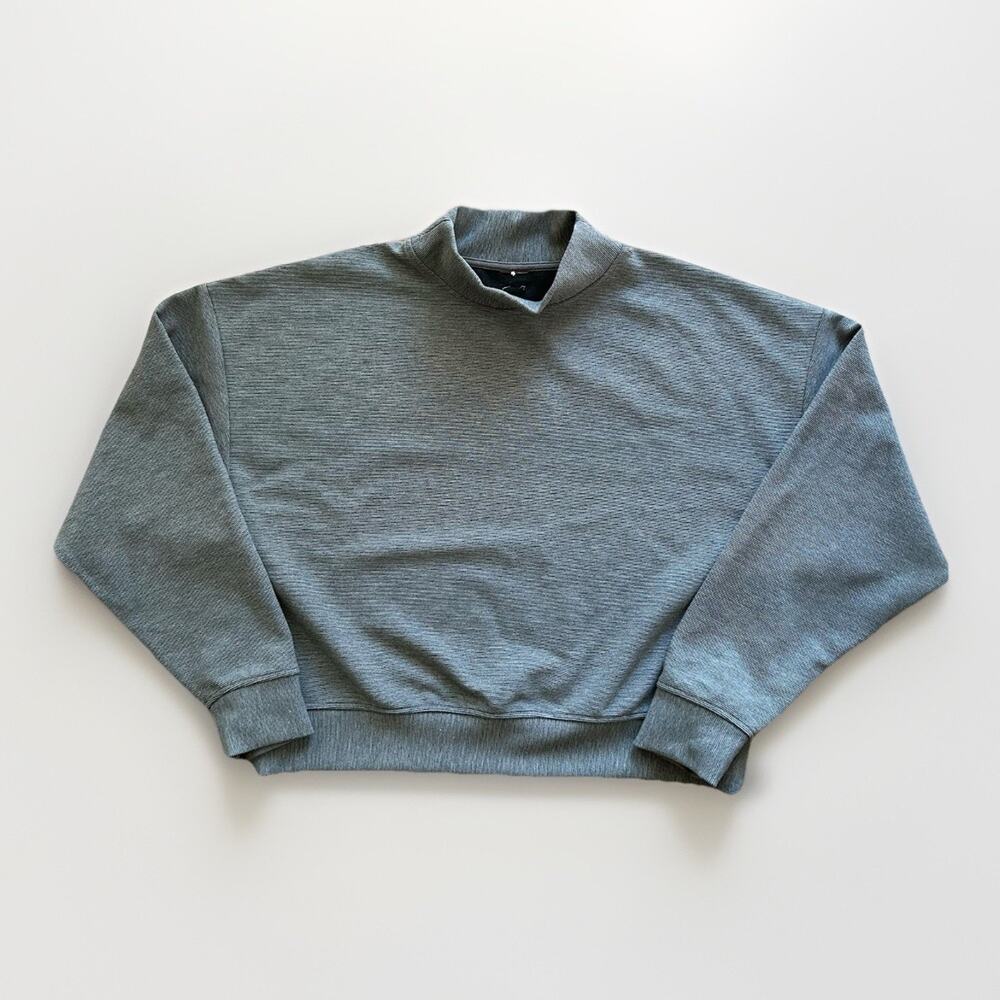 CALIA Women's Elevate Ottoman Funnel Pullover Size Large Gray Cropped Mock Neck